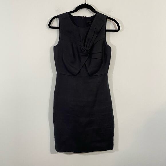 J. Crew Women's Black Drape Knot Linen Sheath Dress Size 00 #G4448 - Picture 1 of 7